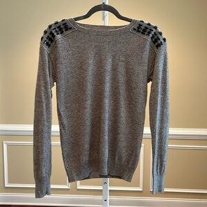 J. Crew Grey Sweater with Black Jewel Embellishment Size S